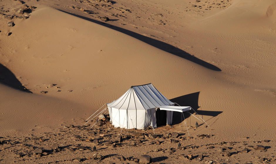 Caidal tent holiday in the Sahara desert dunes