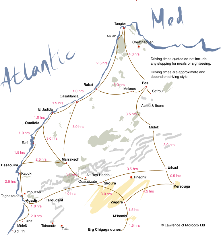 Morocco Holiday Driving times